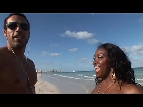 Big Booty Black Babe Fucks Latino on South Beach