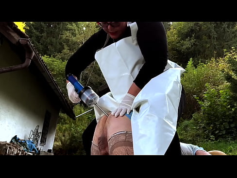 Mistress April gives her enema and spanking