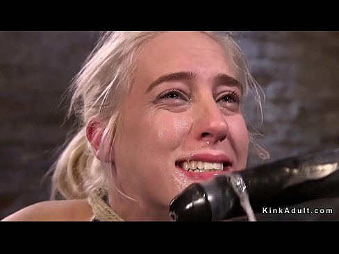 Blonde slave in rope bondage getting hairy pussy finger fucked  Blonde slave in rope bondage getting hairy pussy finger fucked
