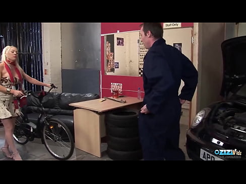 Her big tits bounce while she is having sex blonde milf fucks at a garage  Her big tits bounce while she is having sex blonde milf fucks at a garage