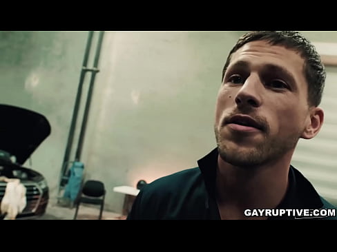 Mechanic Brandon's legs wide spread for anal fucking