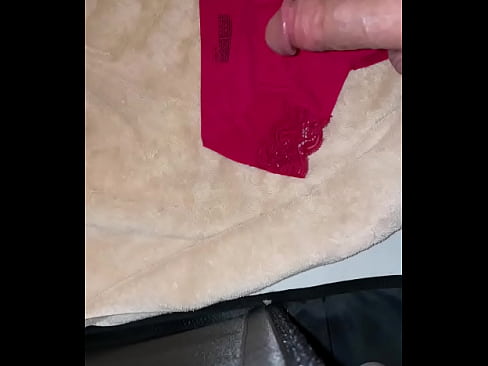 Playing with a silicone toy pussy and cumming all over a pair of used panties