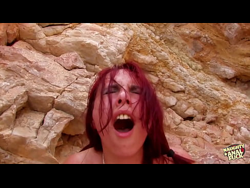 Having her lush butthole drilled on the beach makes the naughty brunette really orgasmic