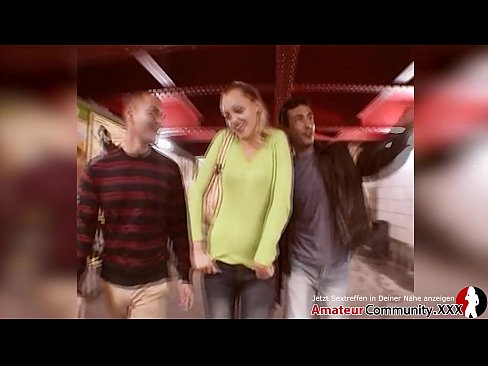 German teen ass fucked by two strangers!