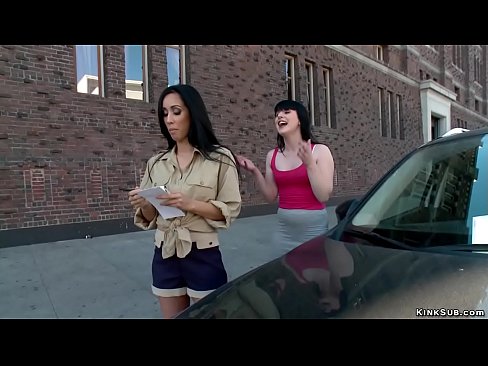 Sexy lesbian slut Katharine Cane will do anything to get out of her parking ticket and Isis Love otk spanks and anal fucks her in bondage