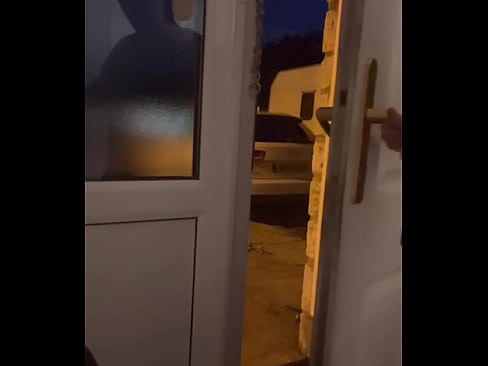 Spreading my legs wide open in front of a open door