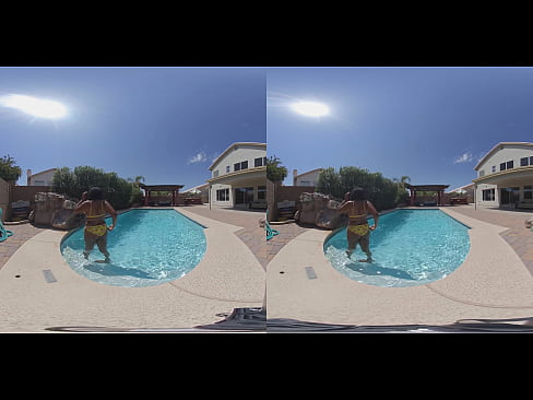 Sexy ebony teen in pool bares all in pool VR180 5k- MyEroticVR