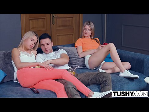 TUSHY Couple has intense anal threesome with hot roommate