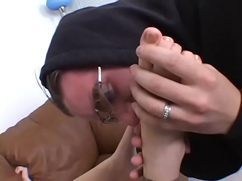 Dude in hooded top stuffed with big dick fucks feet after licking toes of pretty blonde gal