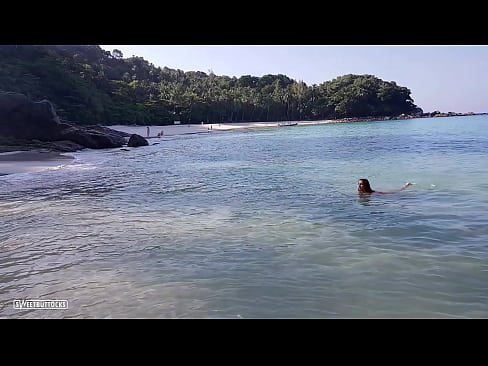I swim without a swimsuit on the beach in Thailand