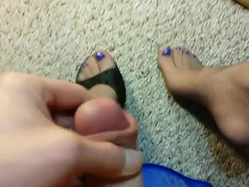 Tgirl Cumshot on Hot Nylon Pantyhose Covered Feet