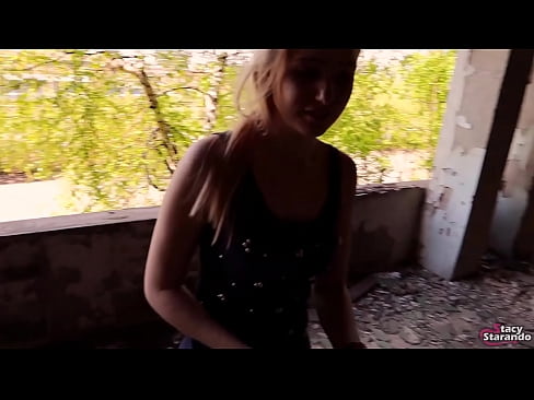 Stranger Cum In Pussy of a Teen Student Girl In a Destroyed Building.