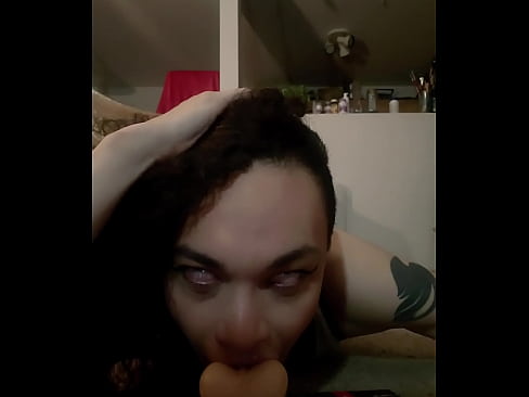 Horny trans slut sucks like a crazy girl  Horny trans slut sucks like a crazy girl