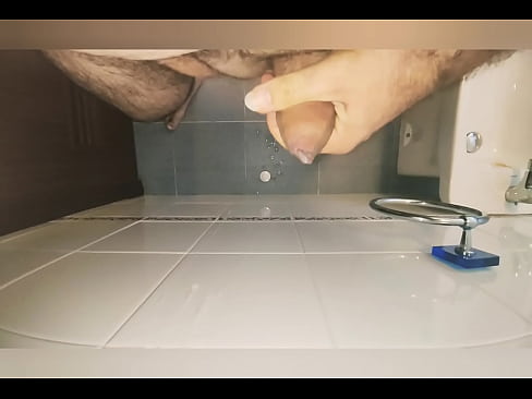The art of cumshot. Slow cumming in the toilet.