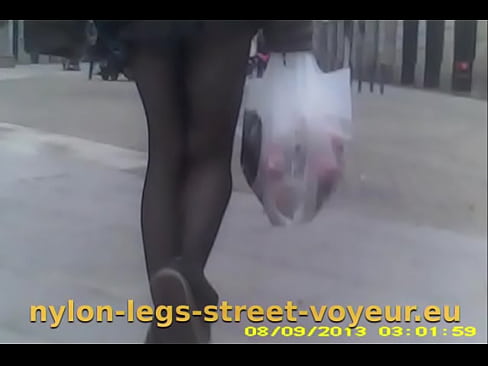 black nylon pantyhoses walking in Spain