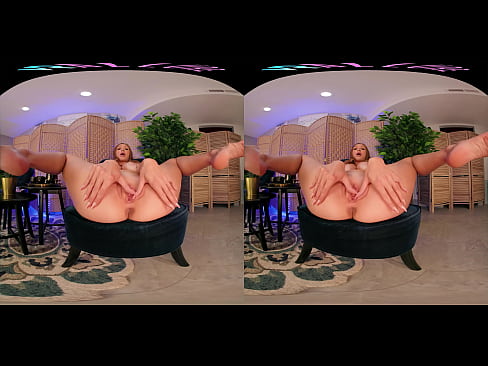 Naturally busty redhead masturbates in VR