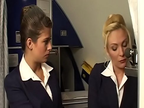 Horny flight attendant sluts suck guy's tool in a bar