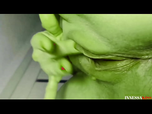Big Green Woman Takes Off All Her Clothes