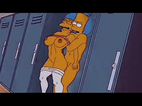 Marge and Bart fuck in the locker room