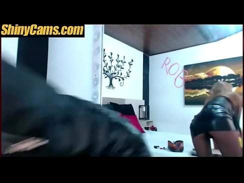 Biker cam girl in leather giving a live show