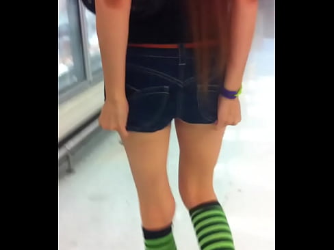 Sneak peek into her jean shorts