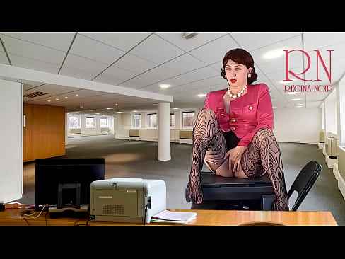 Naked bitch shows striptease in the office with open legs wide. Fuck that employee!