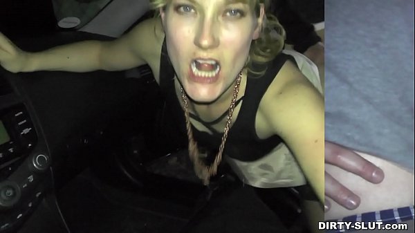 Blonde woman sucks amateur cock and fucked in car