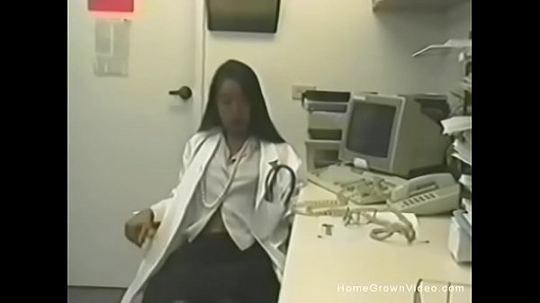 Petite nurse removes her panties and masturbates at work