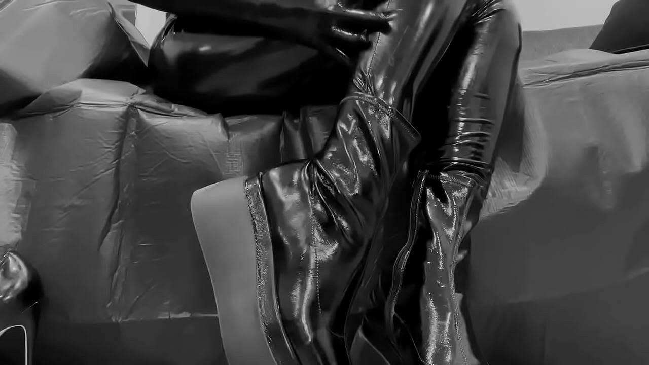 Rubbing sounds of latex with boots, shoes and gloves