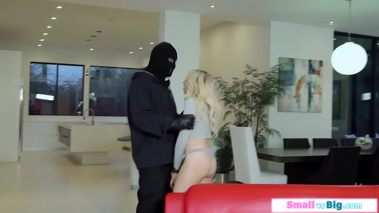Horny blonde babe gets fucked by a big burglar dude