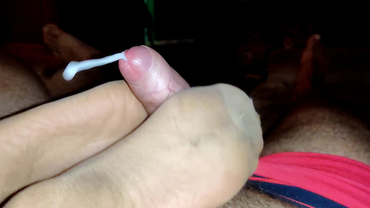 quick footjob with tan nylon socks and lot's of sperm