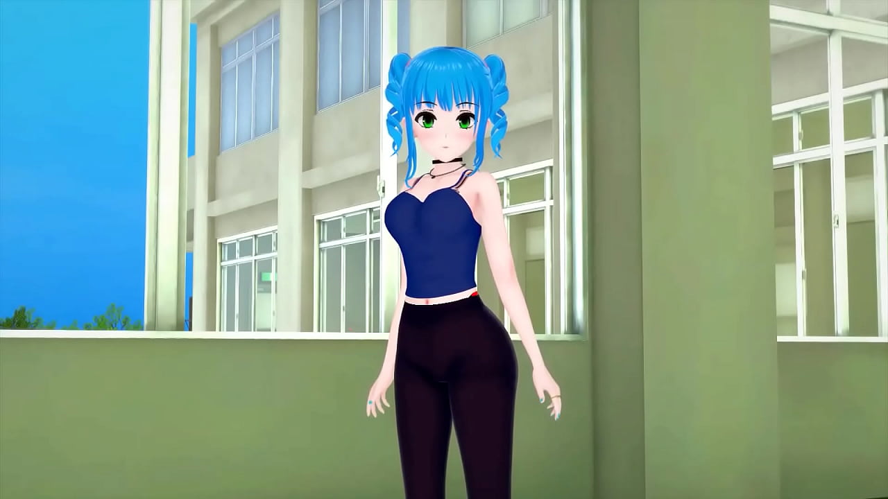 Hot blue haired anime girl takes huge dick - Hentai anime