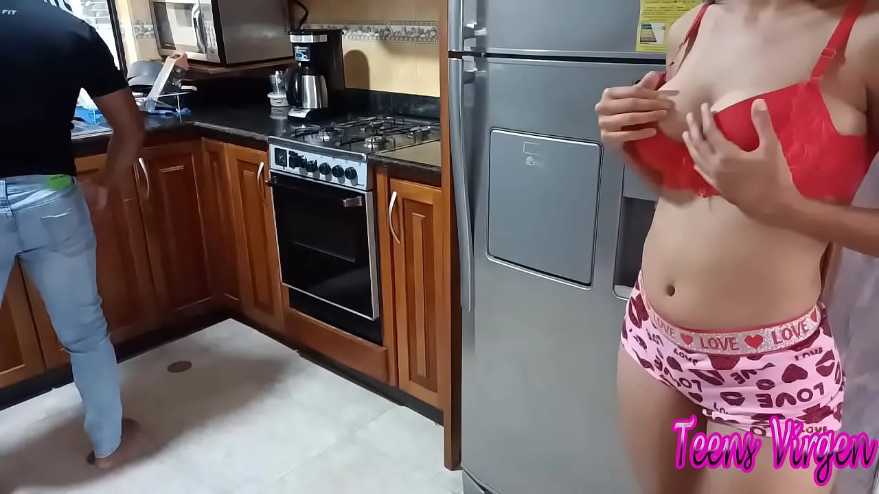 Stepdaughter agrees the moment they leave us alone at home and comes with her clothes in her underwear to the kitchen to get my cock in her ass in a tight pussy stepdaughter with big tits