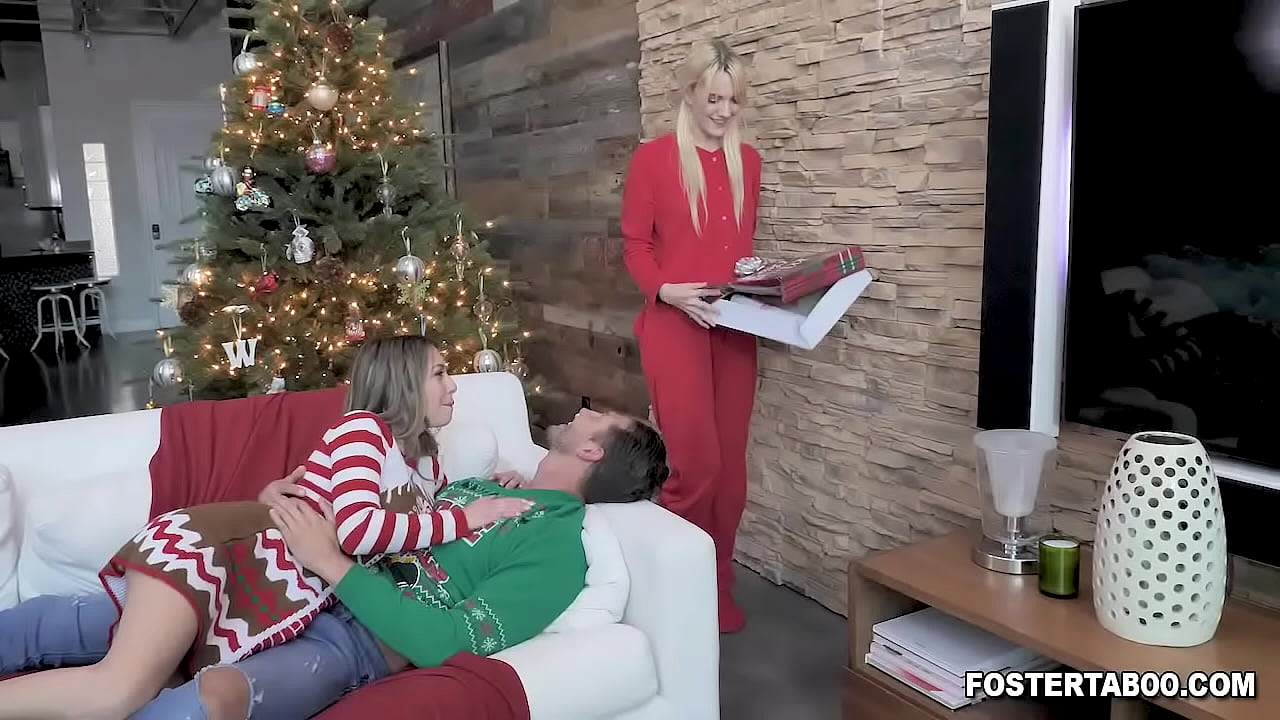 Kenna James was shocked after getting a surprise christmas family threesome with her new foster parents.