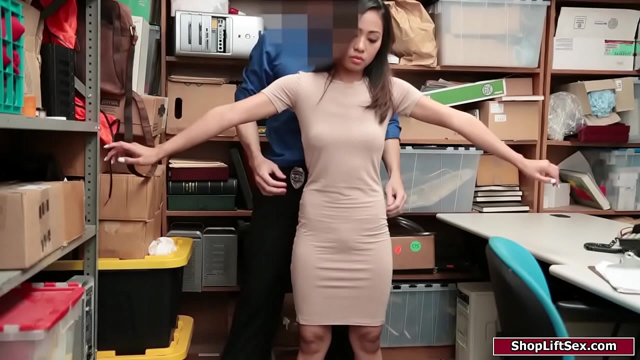 Small tits asian babe is caught shoplifting and the officer stripsearches her.He dominates her to give him a bj and fucks the brunettes shaved pussy