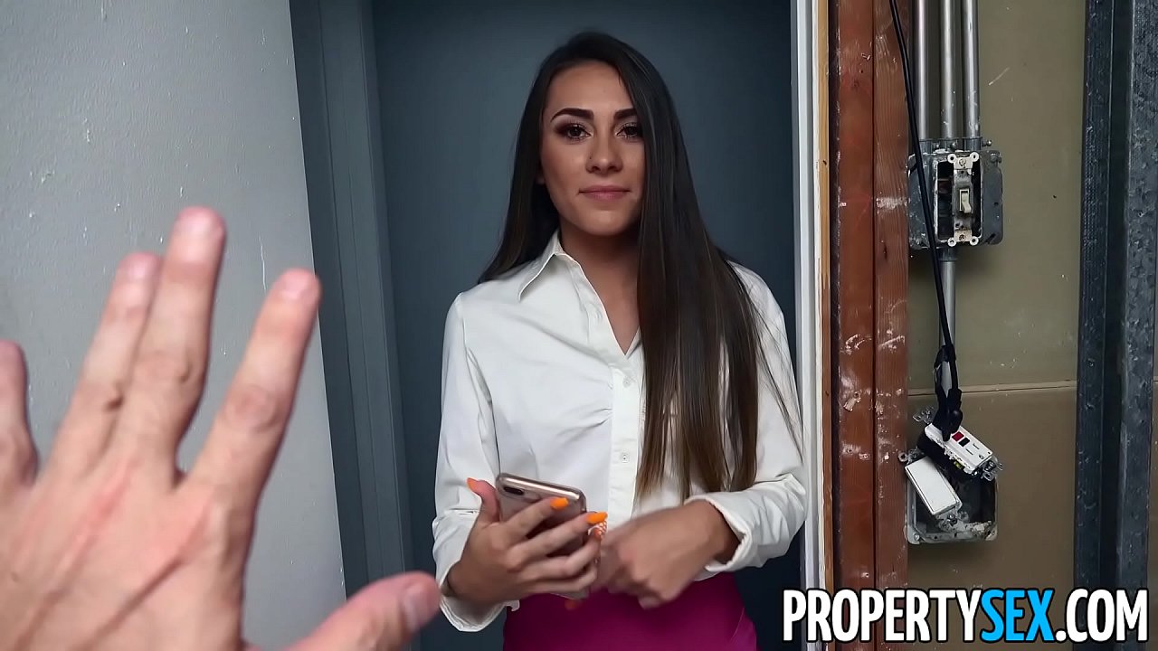 PropertySex - Stunning young brunette real estate agent with niche small tits rides her carpenters big cock
