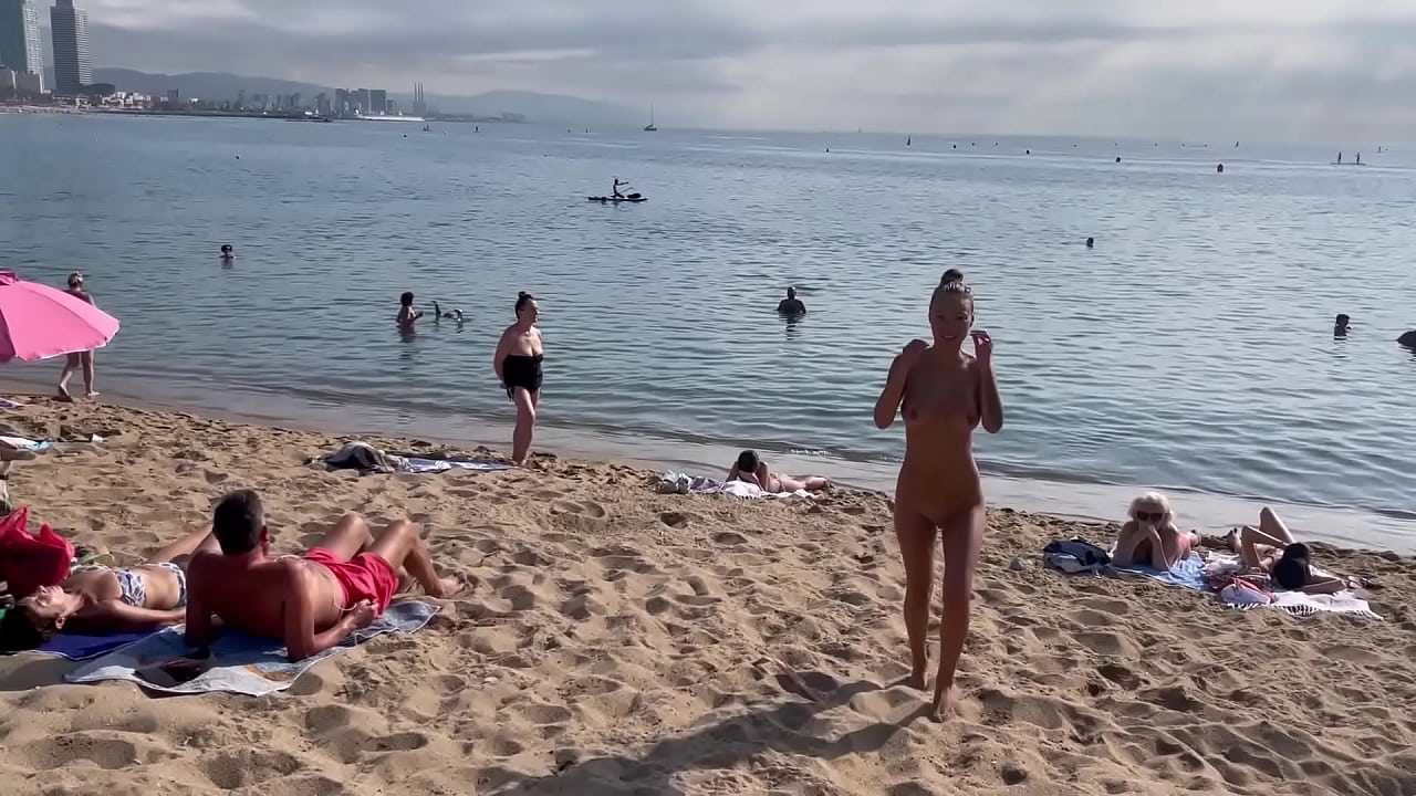 Pornstar Monica Fox naked on the beach in Spain