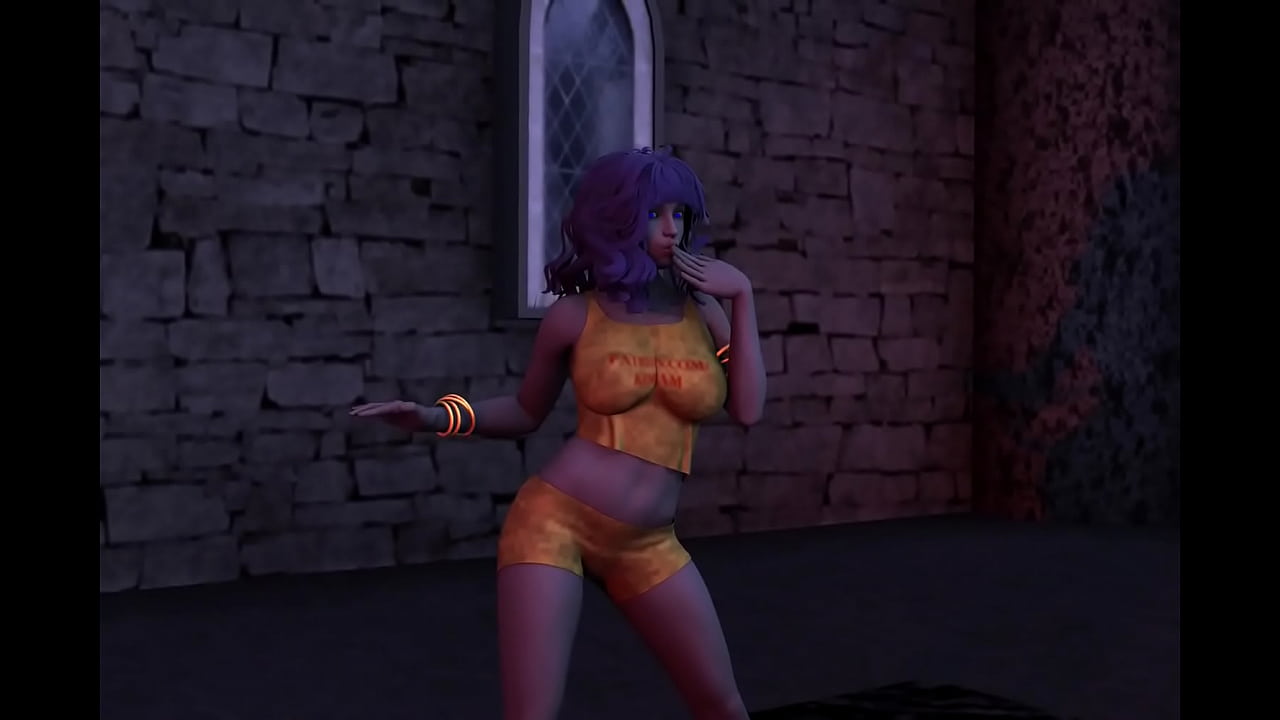 Sexy busty demon girl dances