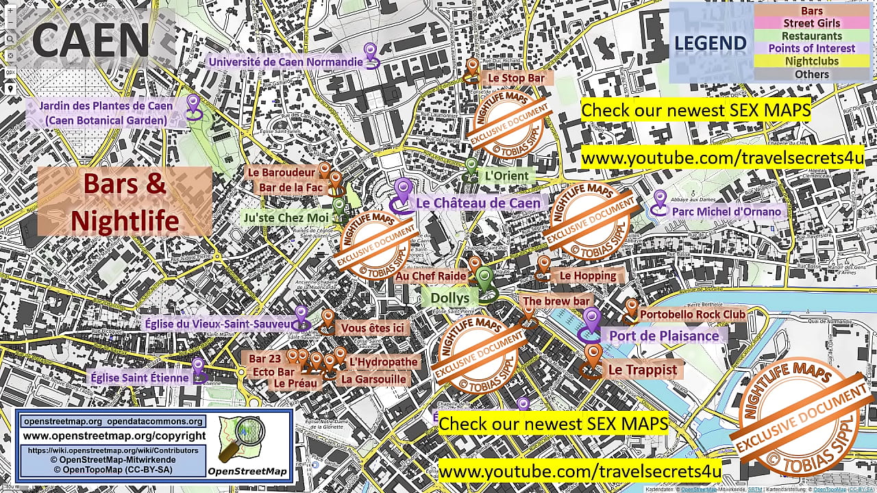 Street Prostitution Map of Caen, France with Indication where to find Streetworkers, Freelancers and Brothels. Also we show you the Bar, Nightlife and Red Light District in the City.