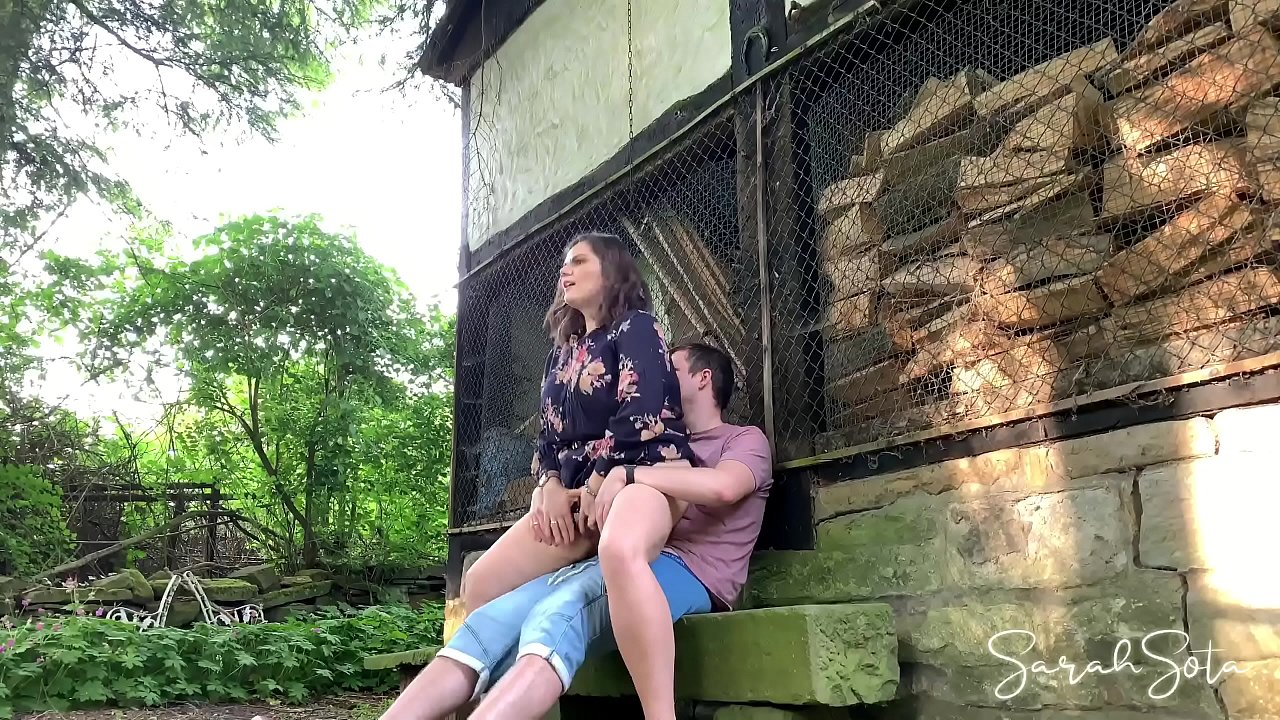 Outdoor sex at an abondand farm - she rides his dick pretty good
