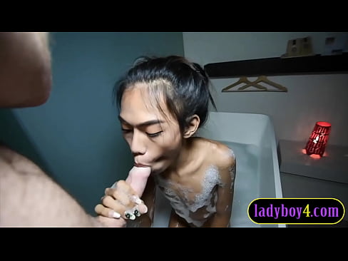 Skinny blowjob from a Thai ladyboy teen cutie