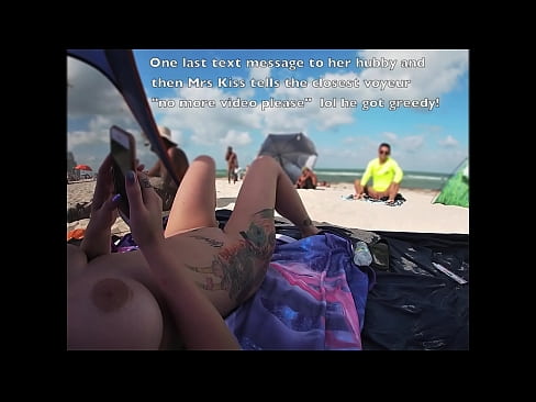 EW 511 - Hubby Films Mrs Kandii Kiss and shows us what the voyeurs look like playing with their cocks when she lays out on the nude beach with her legs spread open for all to see!