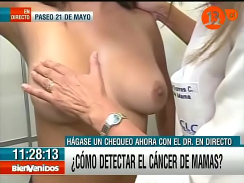 Nice latina have breast exam by woman in morning tv show.