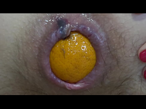 Anal play with tangerines A doggy style girl unusually masturbates her ass and jerks off her hairy pussy with panties then sniffs these thongs