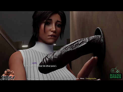 Jogo Parodia de Lara Croft ep 3 - Cabine secreta de Glory Hole no Banheiro da Faculdade