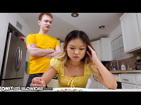 Petite Asian Lulu Chu Blows Stepbrother For Fresh Cereal