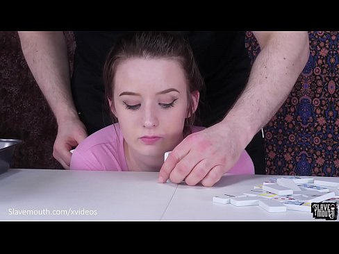 Submissive Jessica Kay gets facefucking and faceslapping and eats ass in a sick game of dominoes