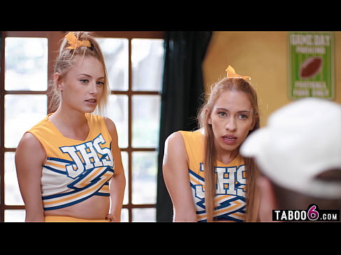Two cheerleaders visit the coach to see which one will lead the squad this year