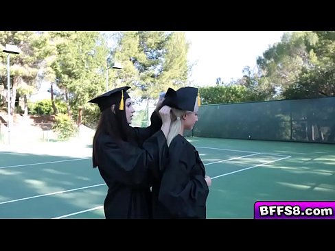 Naughty graduating teens want to celebrate by exploring their tight pussies