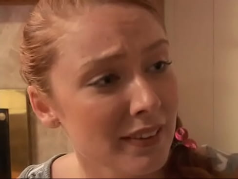 Redhead babysitter sucks her emplyer's cock then rides him in the living room